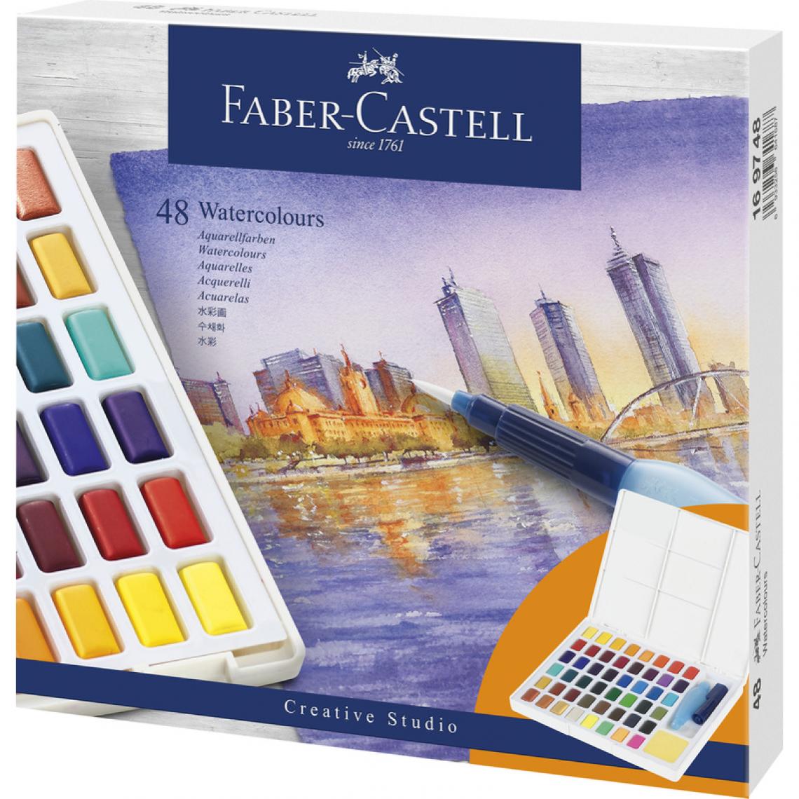 Faber-Castell - FABER-CASTELL Peinture aquarelle en godets, étui de 48 () - Outils et accessoires du peintre