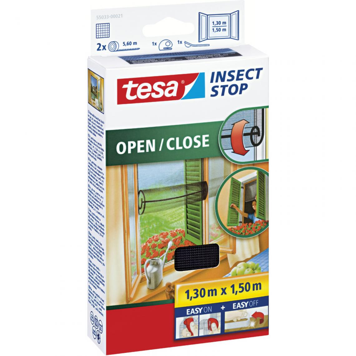 Tesa - tesa Moustiquaire pour fenêtre OPEN/CLOSE, 1,3 x 1,5 m () - Bloc-porte