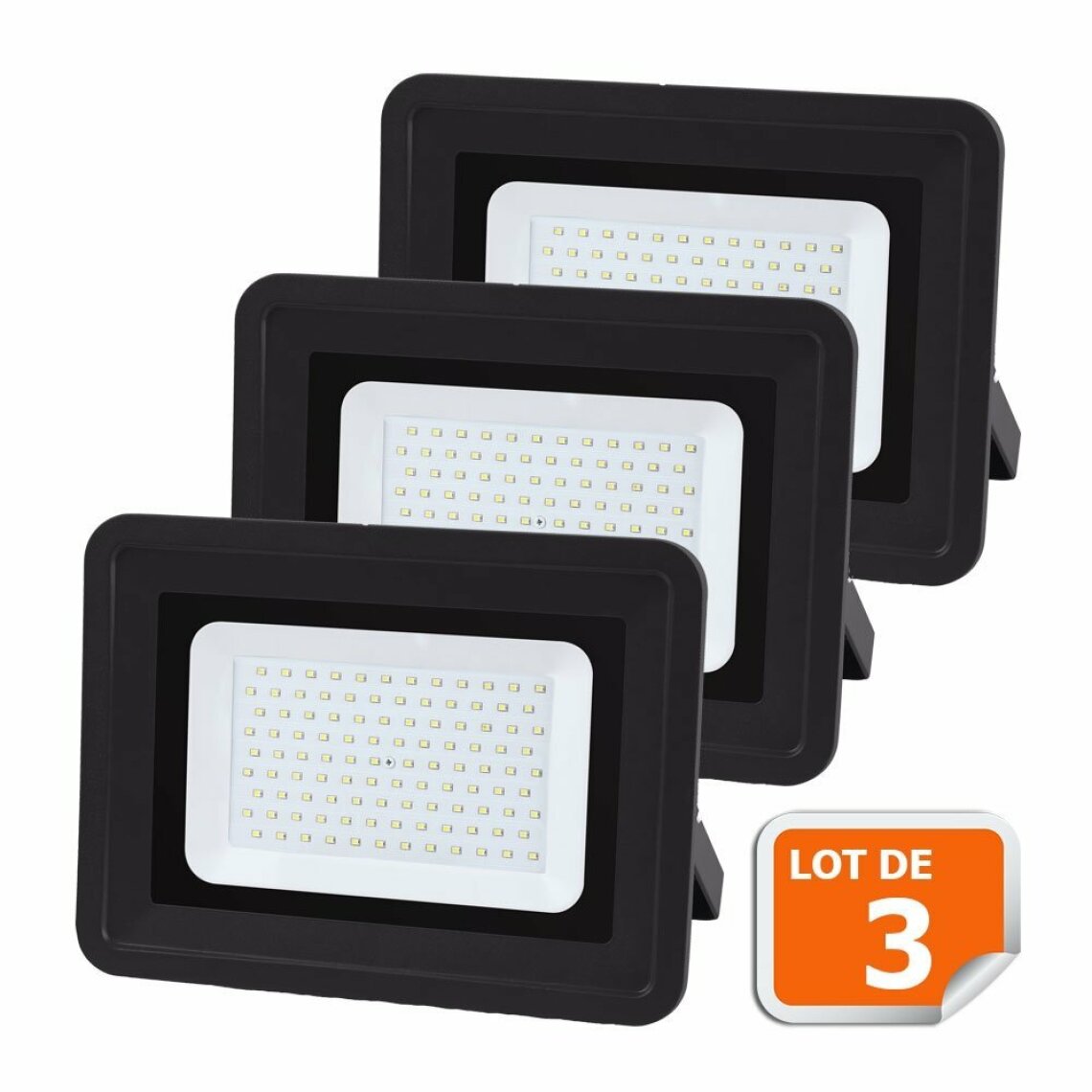 Lampesecoenergie - Lot de 3 LED Projecteur Lampe 100W Noir 6000K IP65 Extra Plat - Boîtes d'encastrement
