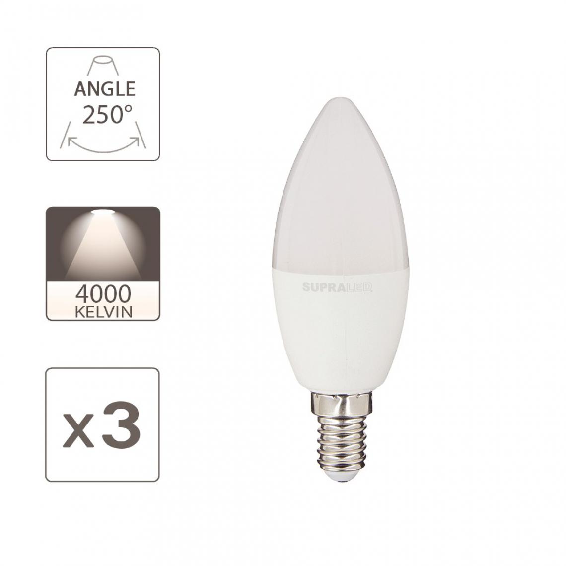 Supraled - Pack de 3 Ampoules LED (Flamme) culot E14 - Ampoules LED