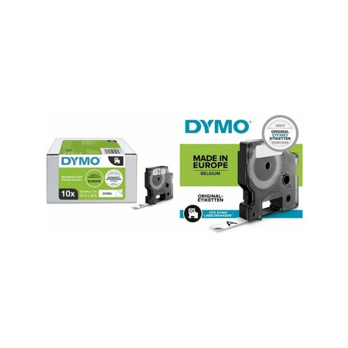 Dymo - DYMO D1 Cassette de ruban à étiqueter, 12mm x7 m, pack de 10 () - Pointes à tracer, cordeaux, marquage