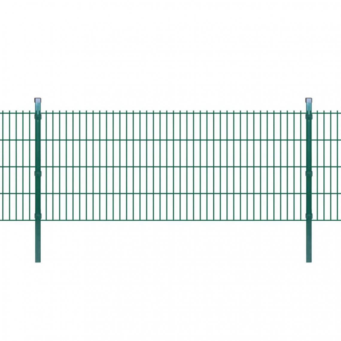 Vidaxl - vidaXL Panneau de clôture 2D de jardin avec poteaux 2008x830mm 2m Vert - Panneaux et treillis