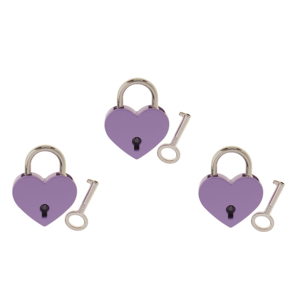 marque generique - Millésime Cadenas En Forme De Coeur W / Clé Minuscule Valise Verrouillage Violet (lot De 3) - Bloque-porte