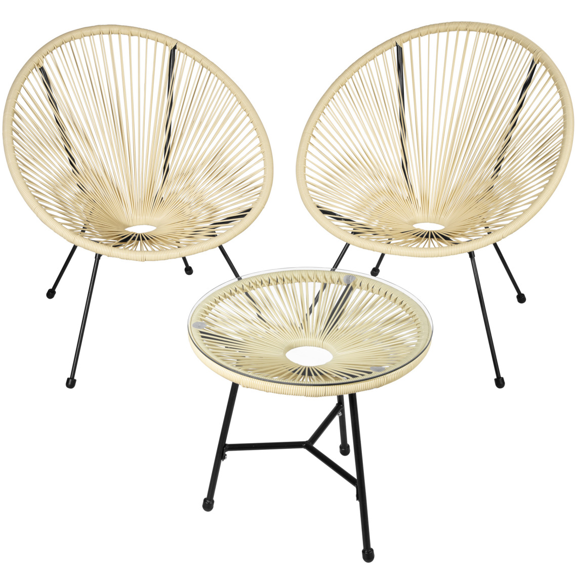 Tectake - Ensemble table et chaises de jardin GABRIELLA - beige - Ensembles tables et chaises