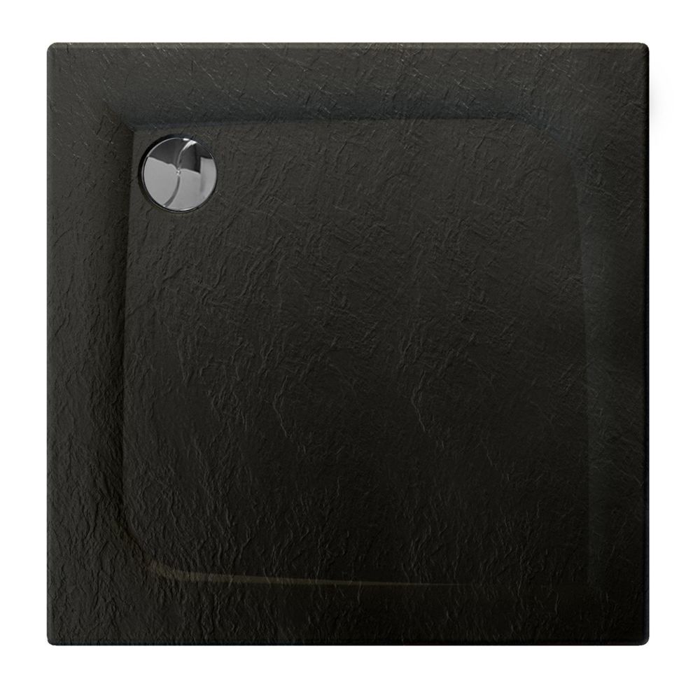 Allibert - Receveur de douche carré effet pierre Mooneo - L. 80 x l. 80 cm - Noir - Receveur de douche