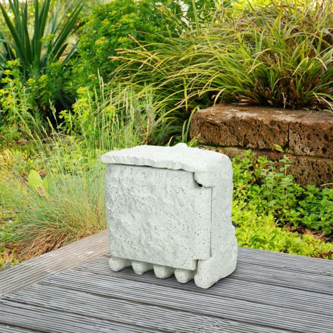 Ecd Germany - Prise de jardin extérieur imitation pierre rocher gris claire bloc 4 prises 1,5m - Blocs multiprises