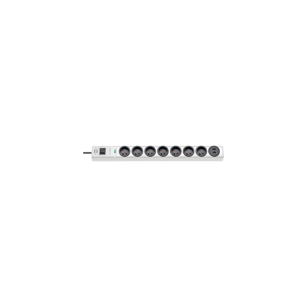 Brennenstuhl - Brennenstuhl Multiprise hugo! Blanche - 7 prises+2 prises USB - avec parafoudre et 2m de câble (19.500A) - Blocs multiprises