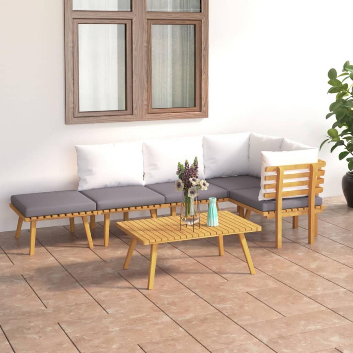 Vidaxl - vidaXL Salon de jardin 6 pcs avec coussins Bois d'acacia solide - Ensembles canapés et fauteuils