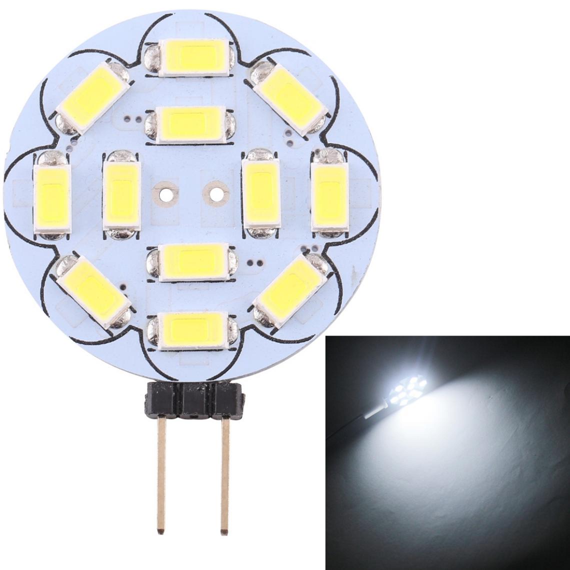 Wewoo - G4 12 LEDs SMD 5730 360LM 6000-6500K Forme rondegradation en continuéconomie d'énergieampoule de base à broche lumineuseDC 12V lumière blanche - Ampoules LED
