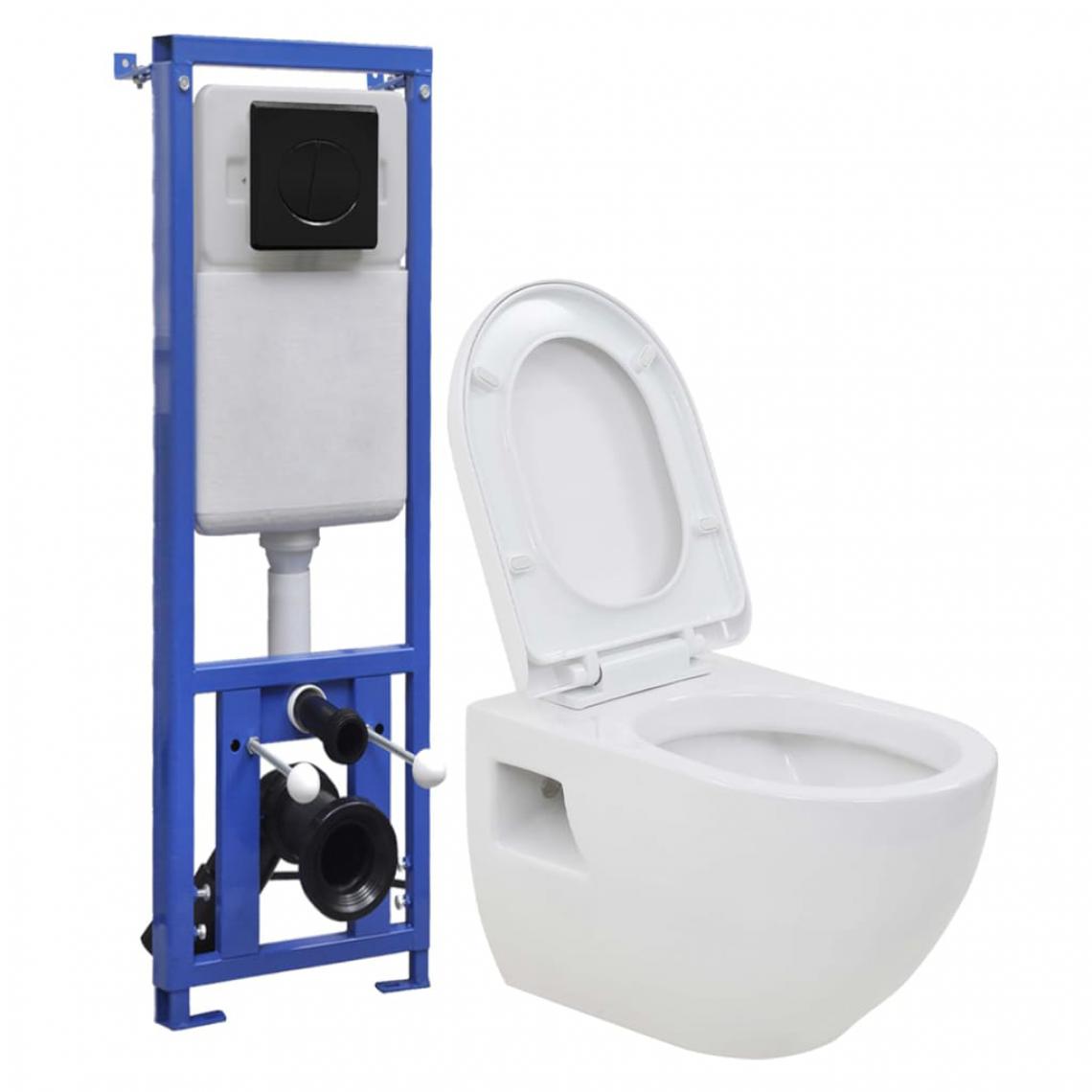 Vidaxl - vidaXL Toilette suspendue au mur avec réservoir haut caché Céramique - WC