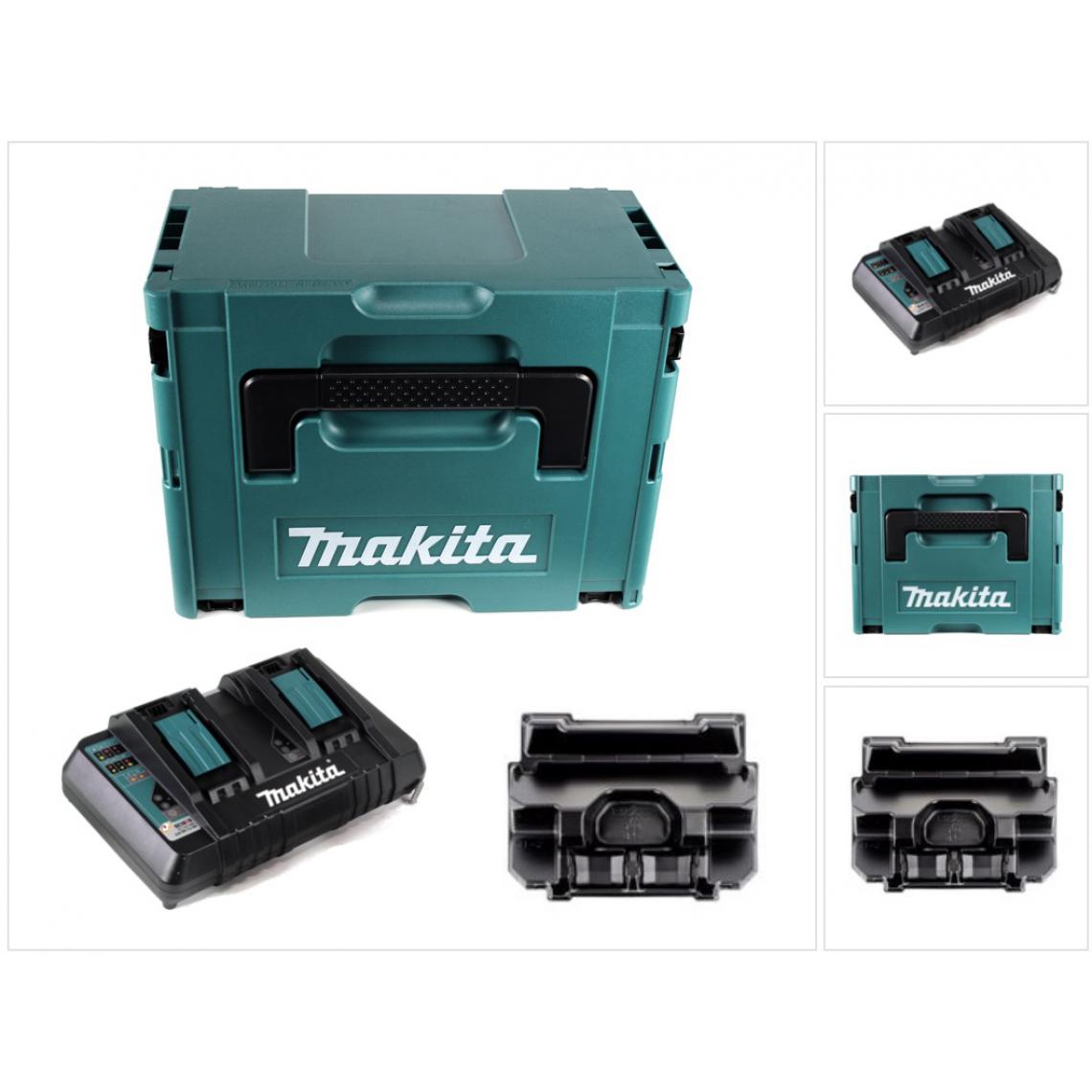 Makita - Makita DC18RD ZJ Doppel Chargeur rapide sans fil + Coffret Makpac 3 + Insert correspondant - Accessoires vissage, perçage
