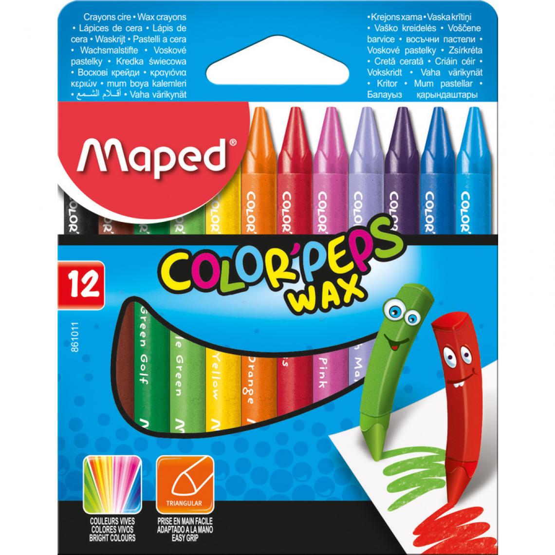 Maped - Maped Crayon de cire COLOR'PEPS WAX, étui en carton de 12 () - Outils et accessoires du peintre