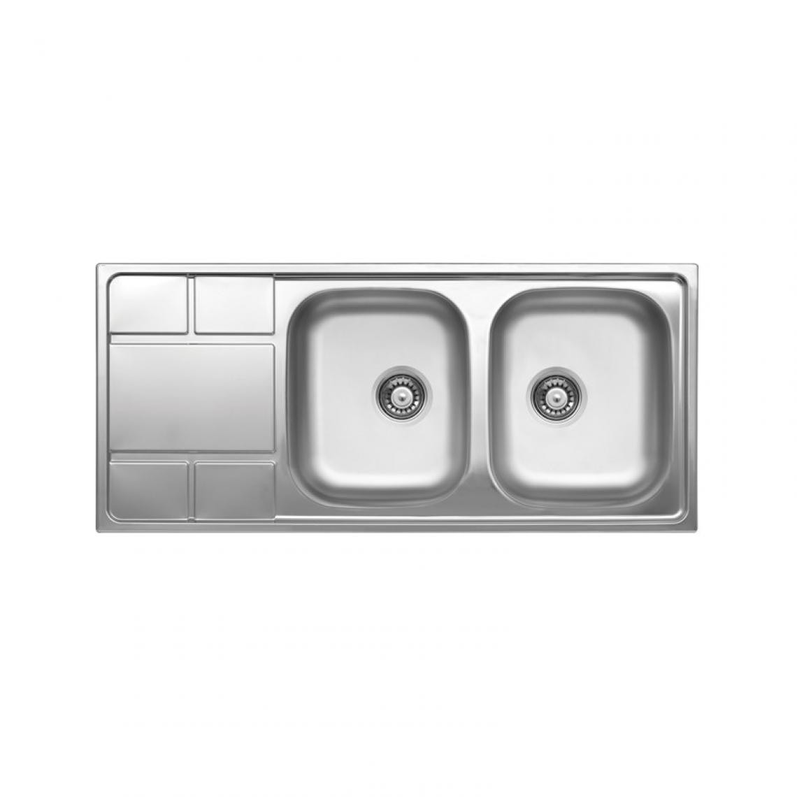 Webmarketpoint - Deux éviers encastrables en inox avec égouttoir à gauche 50x116 cm - Evier