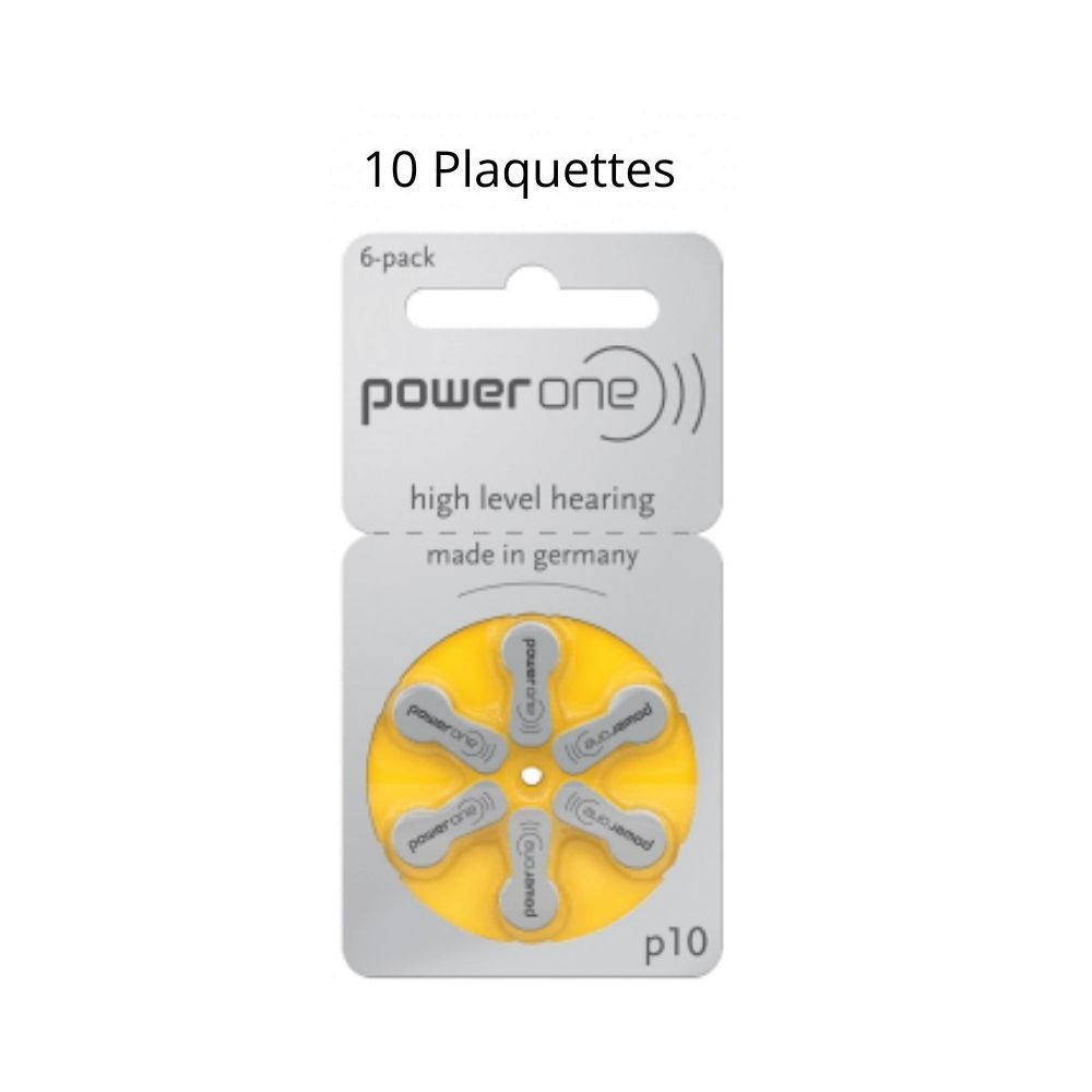 Power One - Piles Auditives Powerone P10 Sans Mercure, 10 plaquettes - Piles rechargeables
