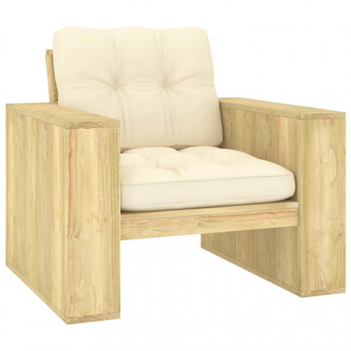 Vidaxl - vidaXL Chaise de jardin avec coussins crème Bois de pin imprégné - Chaises de jardin