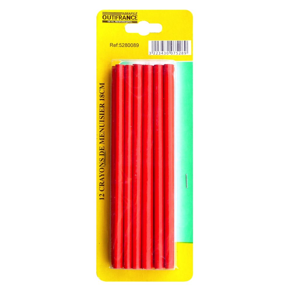 Outifrance - OUTIFRANCE - 12 crayons de menuisier 18 cm - Pointes à tracer, cordeaux, marquage