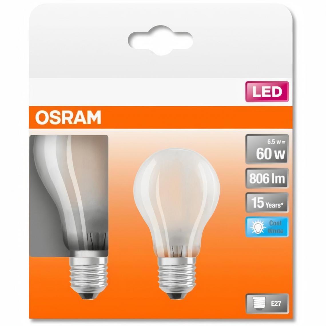 Osram - OSRAM BTE2 Ampoule LED Standard verre dépoli 7W=60 E27 froid - Ampoules LED