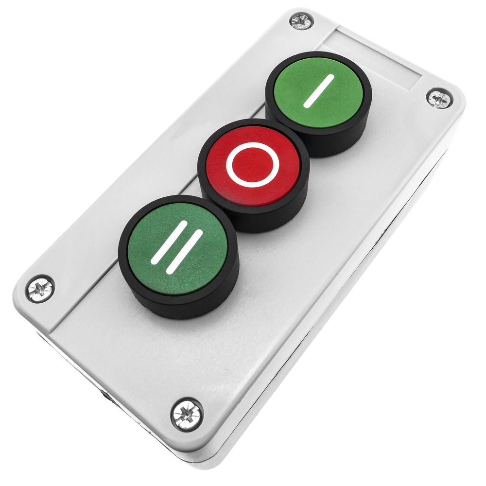 Bematik - Boîte de commande avec 3 boutons poussoirs momentanés vert 1NO rouge 1NC avec symboles - Interrupteurs et prises étanches