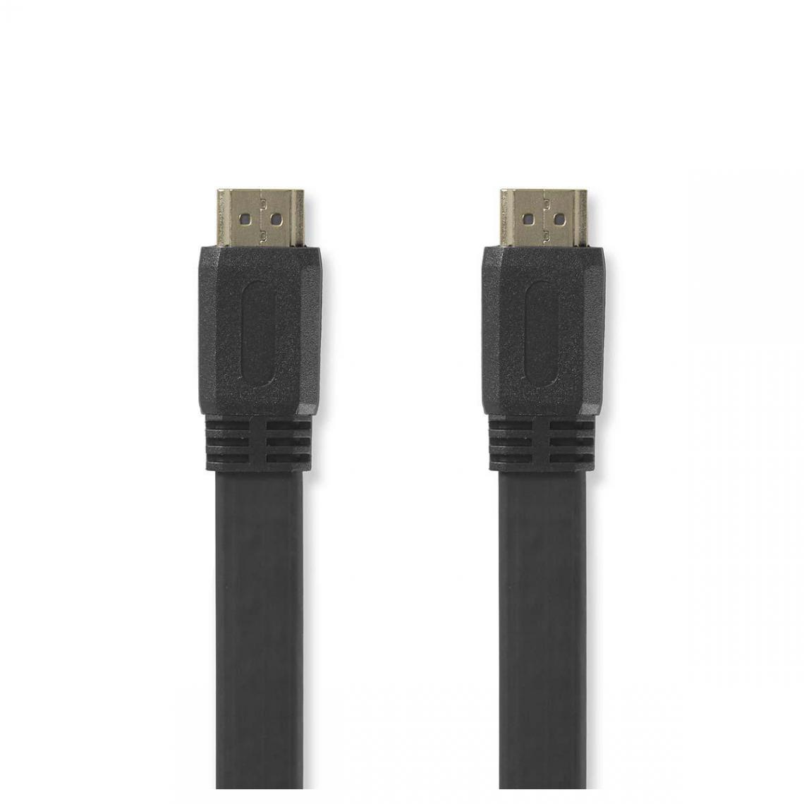 Nedis - Câble Plat HDMI™ Haute Vitesse avec Ethernet Connecteur HDMI - Connecteur HDMI 2,0 m Noir - Adaptateurs