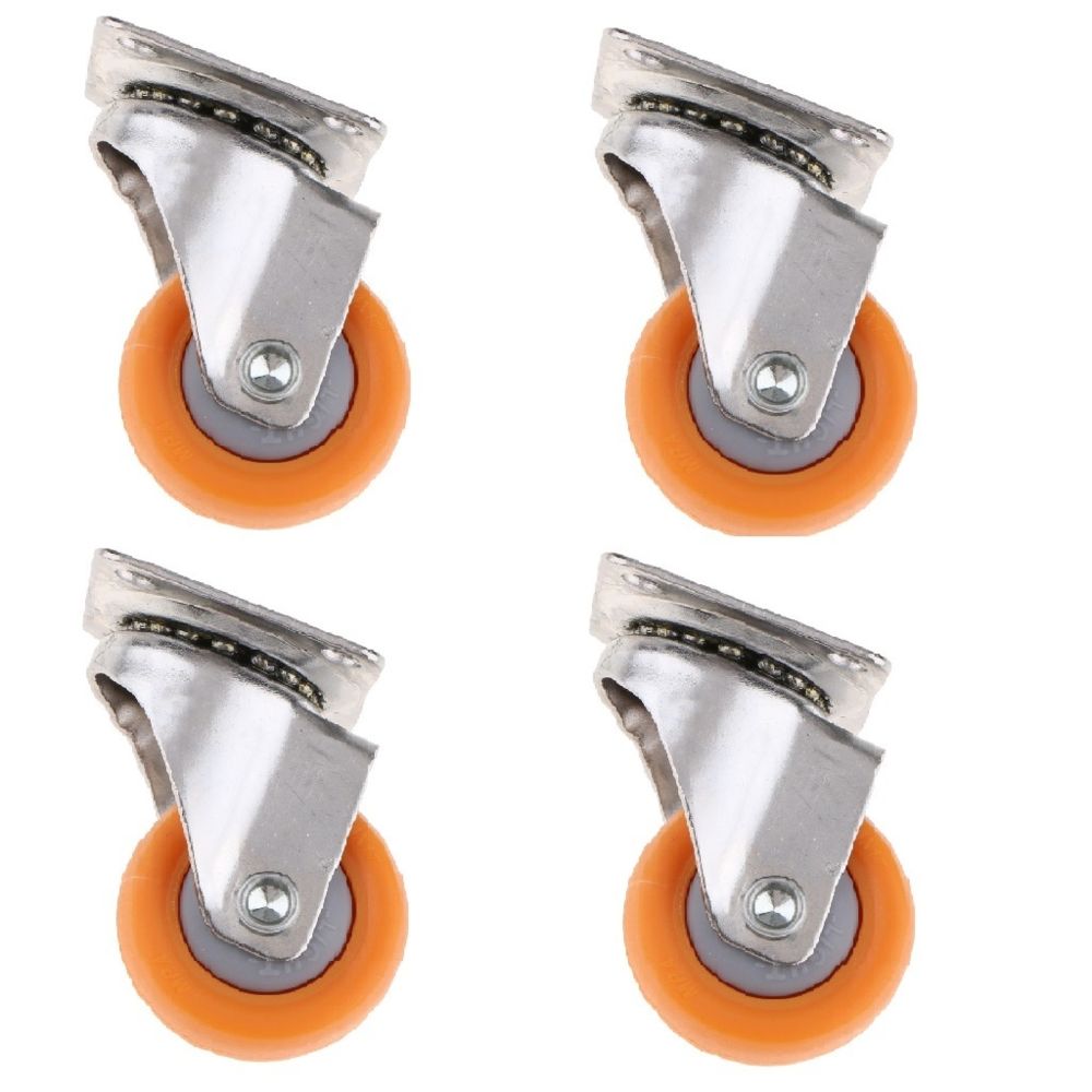 marque generique - 4 Pcs 1.5 ""Nylon Orange Toutes Roulettes Pivotantes Roulettes à Plate-forme pour Chariots - Pieds & roulettes pour meuble