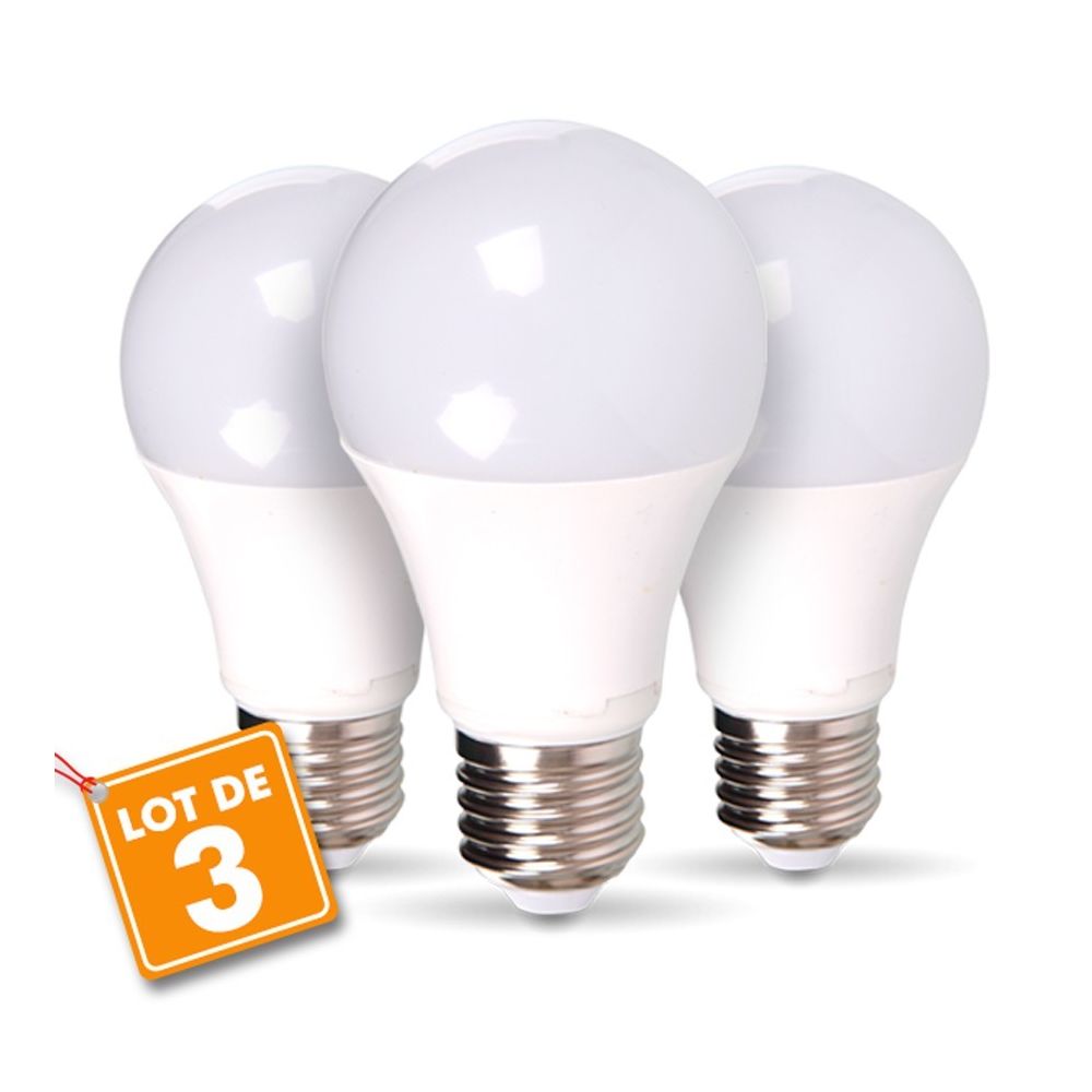 Vtac - Lot de 3 ampoules LED E27 9W Equivalent 60W (Température de Couleur Blanc neutre 4000K) - Ampoules LED