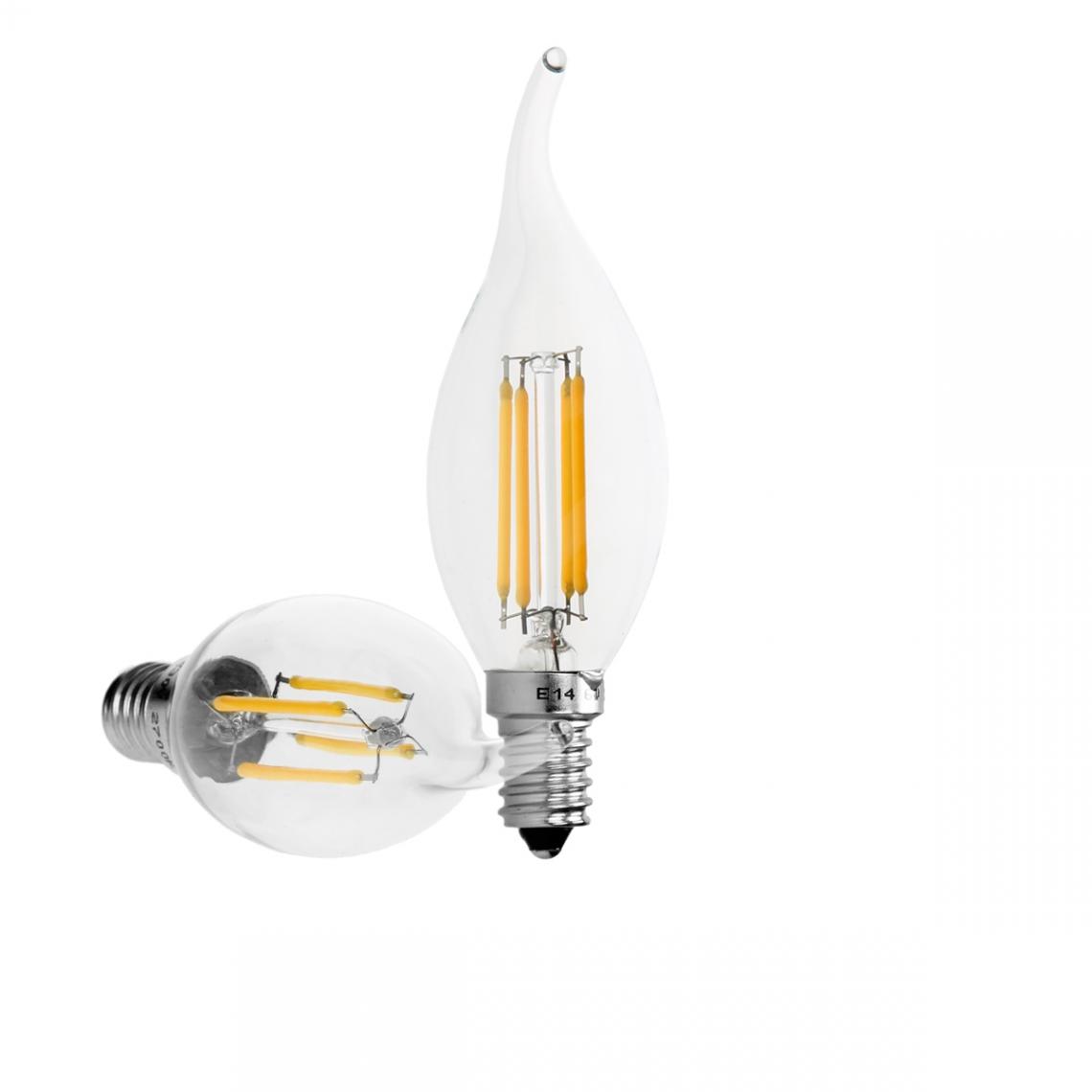 Ecd Germany - 2 x Lampe LED rafale de vent filament de bougie E14 4W blanc chaud - Ampoules LED