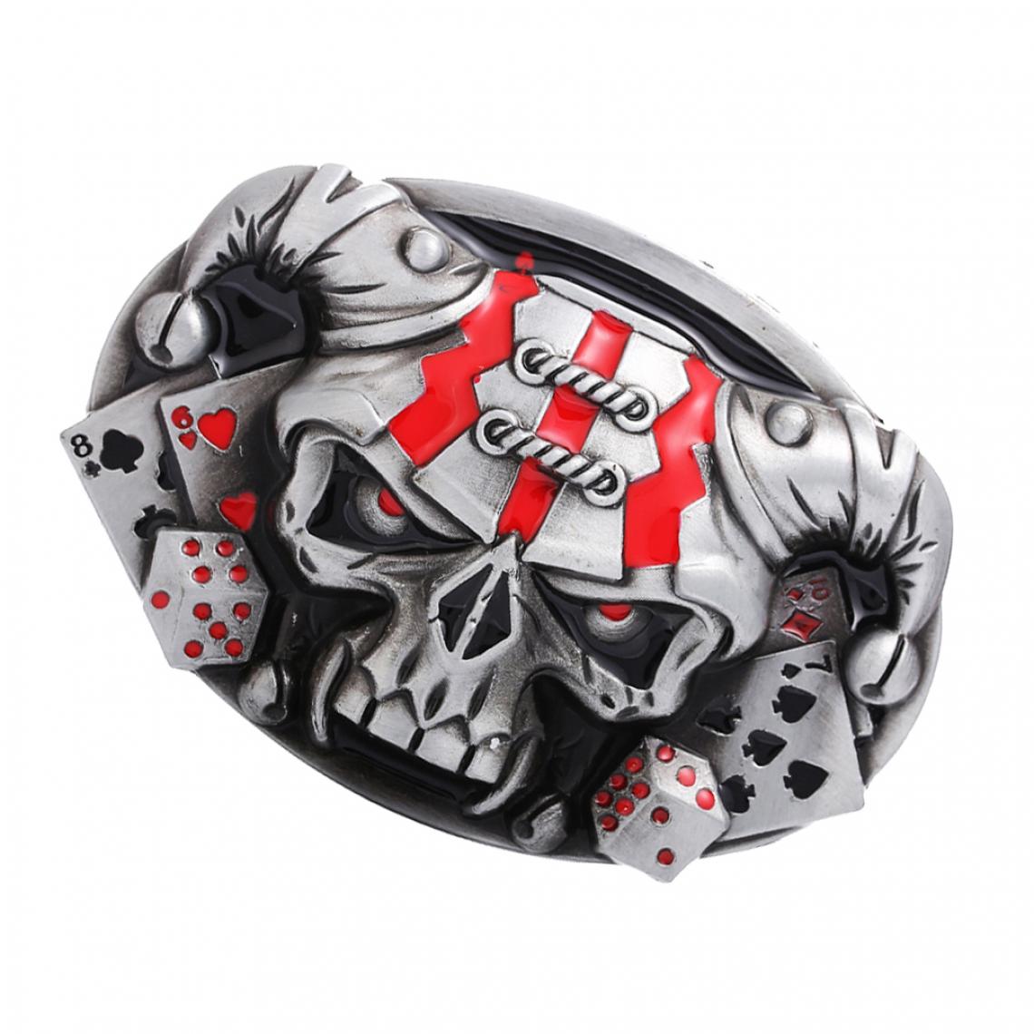 marque generique - Boucle De Ceinture Punk Antique Silver 3D Skull Head Gothic Motorcycle Biker - Corde et sangle
