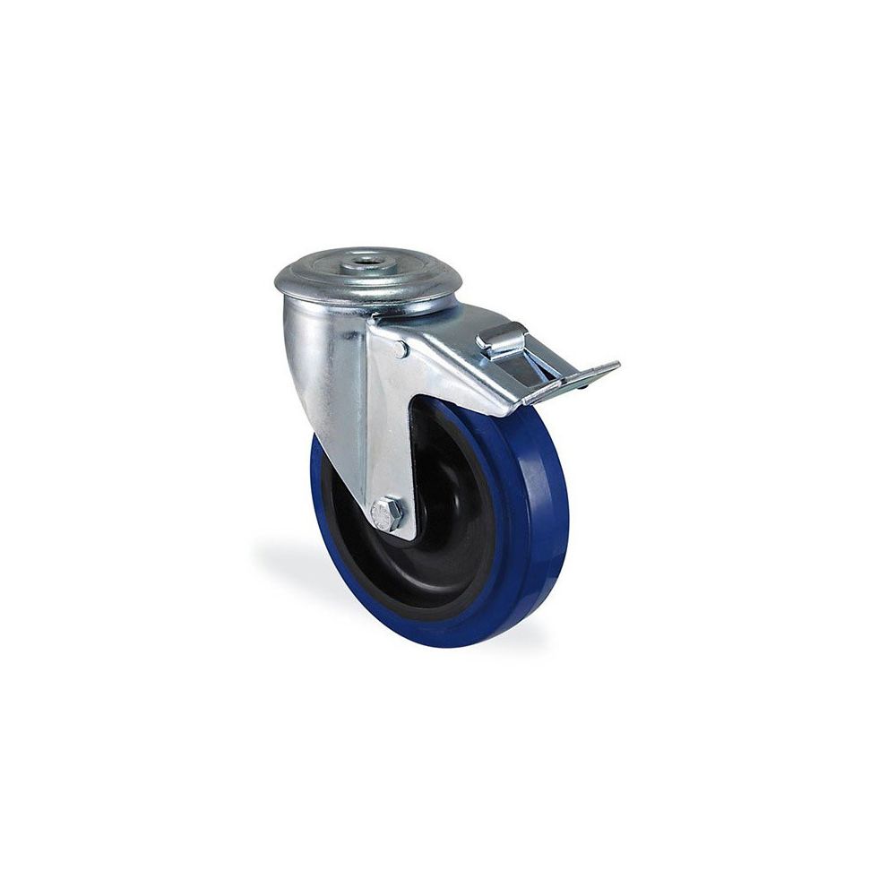 marque generique - Roulette à oeil pivotante à frein caoutchouc elastique bleu diamètre 100mm charge 150kg - Cheville