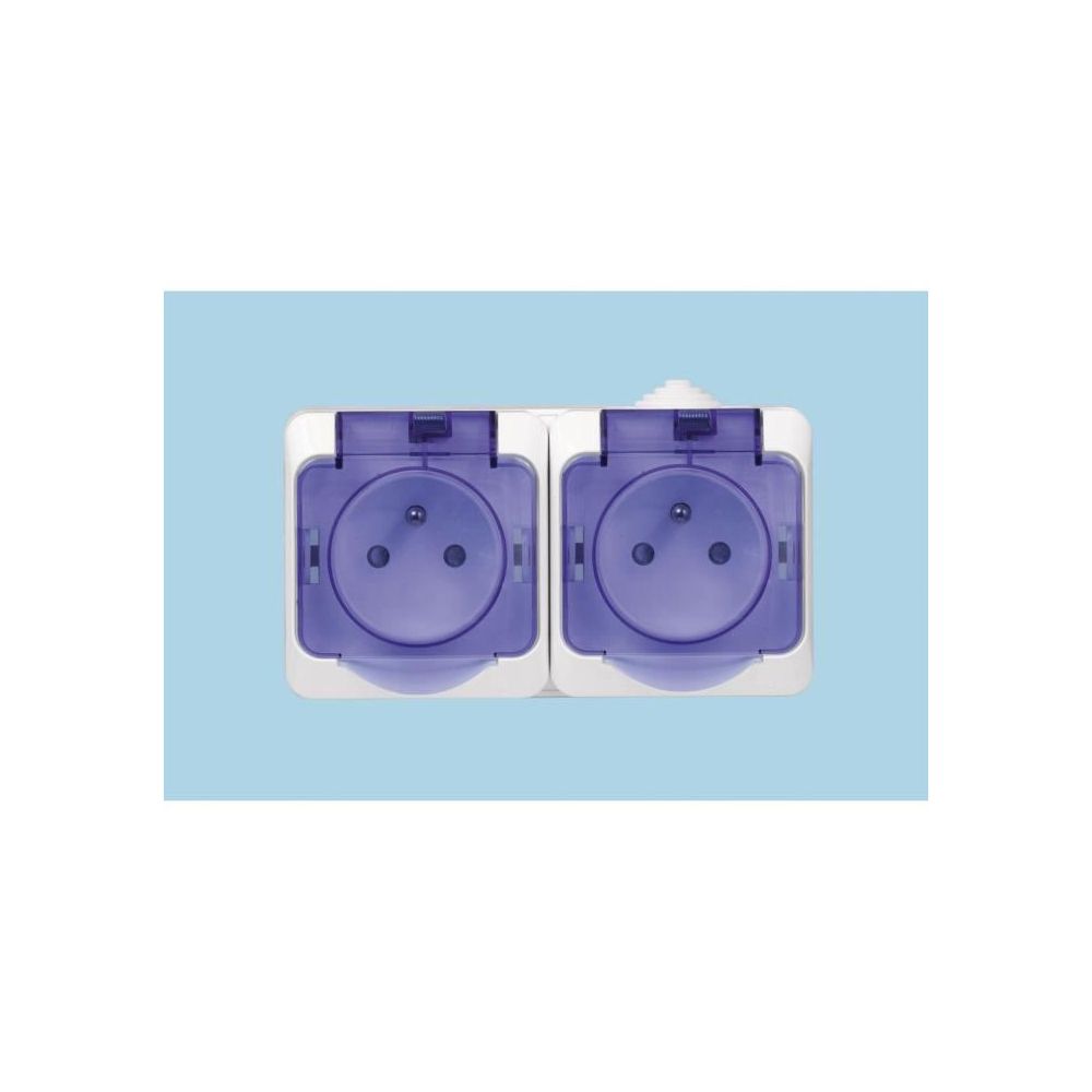Schneider Electric - SCHNEIDER ELECTRIC - SC5SHN0212440 CEDAR - Double prise - Blanche et Bleu - Fiches électriques