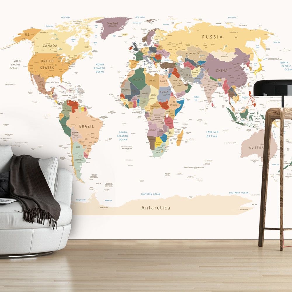 Bimago - Papier peint - World Map - Décoration, image, art | Carte du monde | - Papier peint