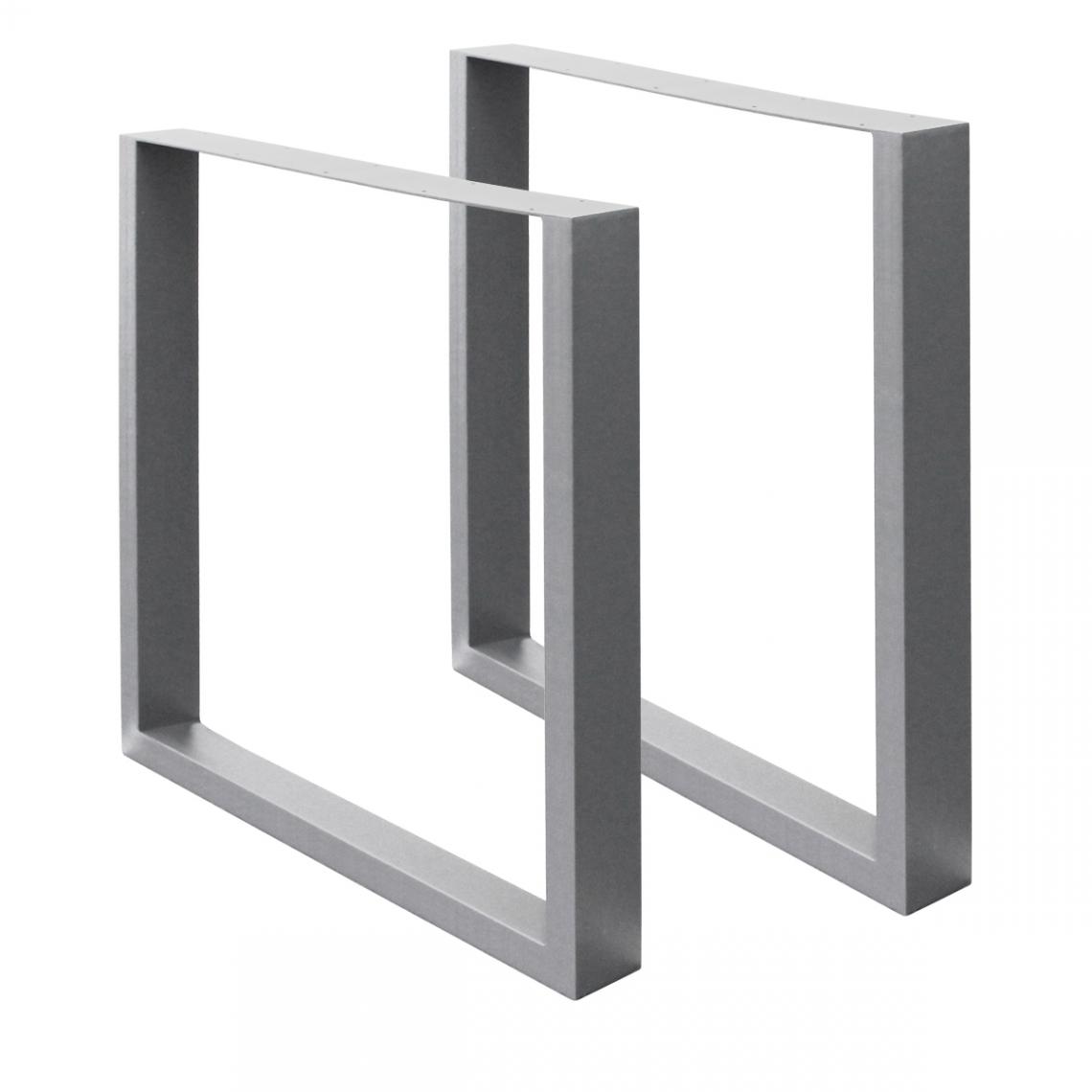 Ecd Germany - 2x Pieds de table acier 60 x 72 cm gris châssis support de table rectangulaire - Pieds & roulettes pour meuble