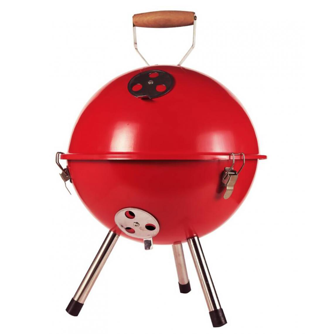 Pegane - Barbecue en acier coloris rouge - Ø 35.5 x Hauteur 46 cm - Barbecues gaz