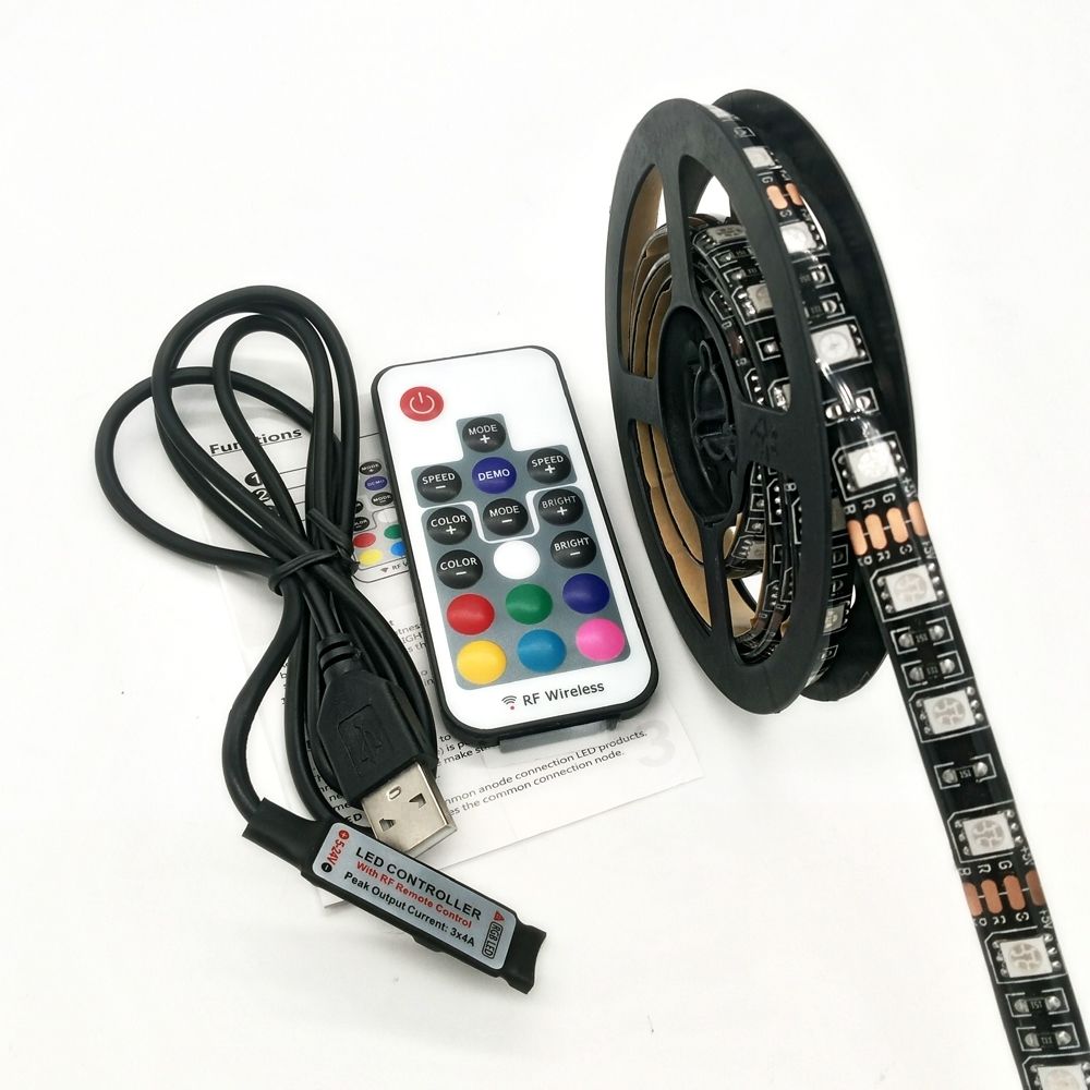 marque generique - 5V 15 - 30W 5050100 / 200CM USB Bande de lumière LED RGB étanche avec contrôleur IR à 17 touches DC 5V - Ruban LED