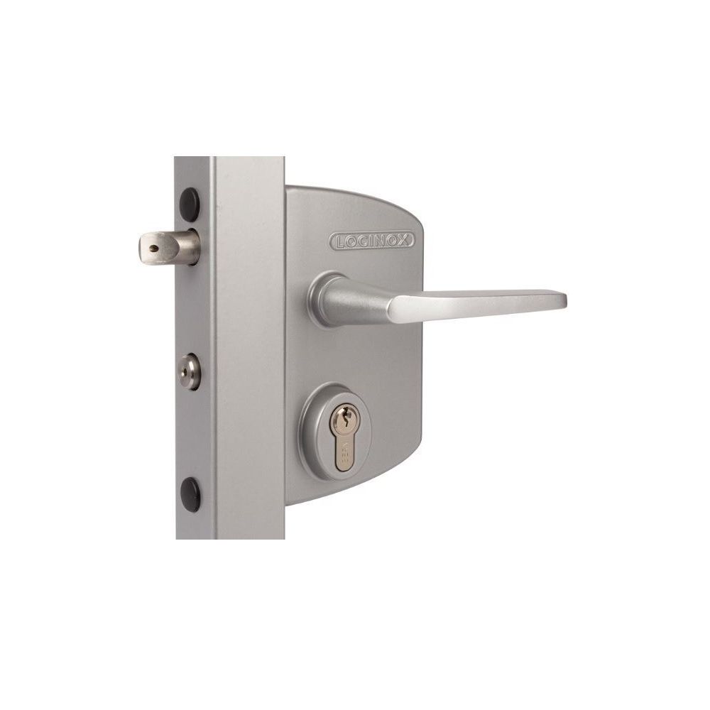 Locinox - Serrure à clé pour portail industriel, poteau carré 10 à 30mm, couleur gris. - LOCINOX - - Cylindre de porte