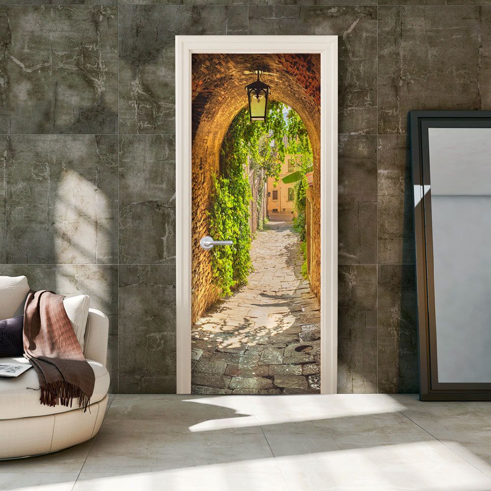 Bimago - Papier-peint pour porte - Alley in Italy - Décoration, image, art | 100x210 cm | - Papier peint
