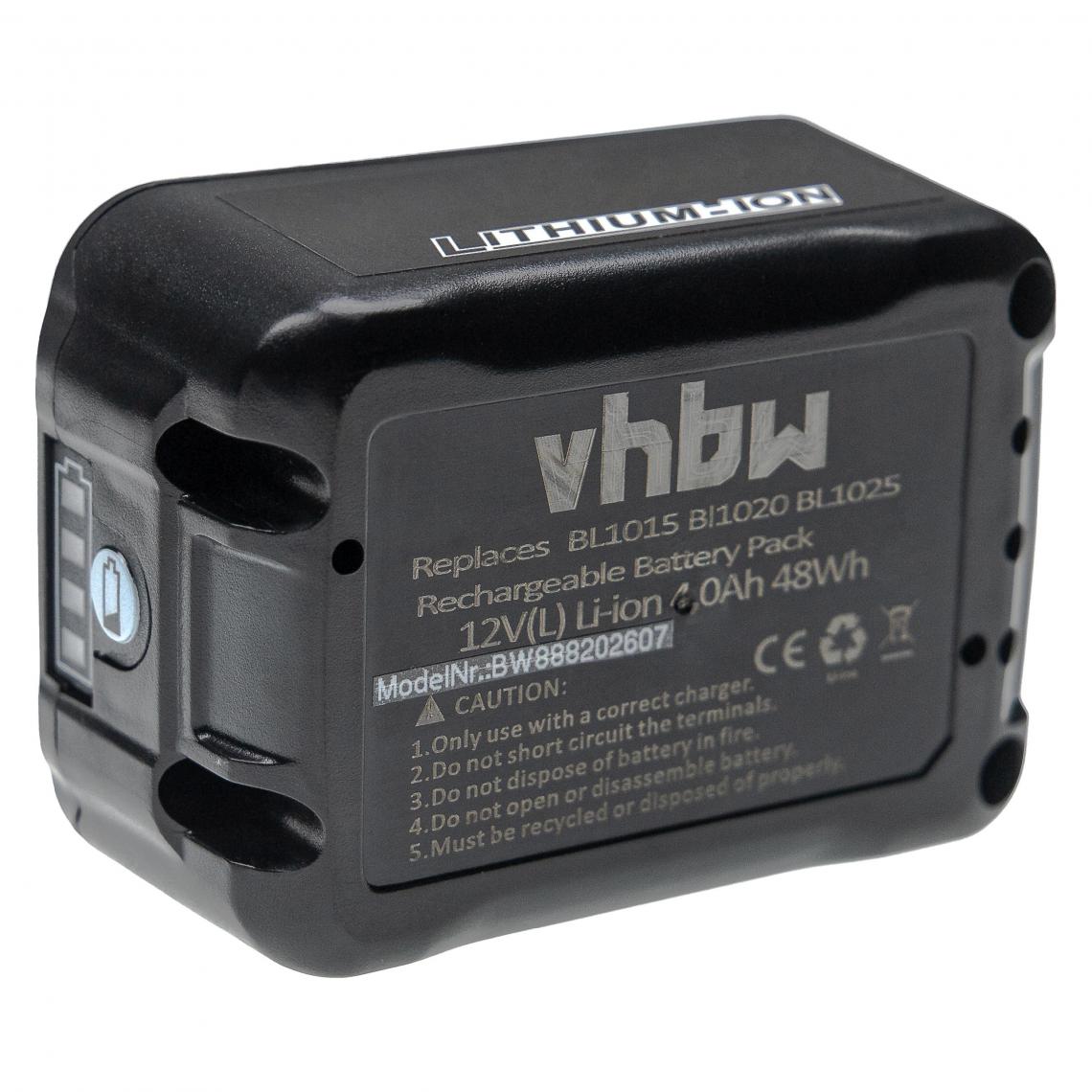 Vhbw - vhbw Batterie compatible avec Makita TD111DWYE, TD111DY1J, TD111DZ, TL064, TL064D outil électrique (4000 mAh, Li-ion, 12 V, 3 cellules) - Accessoires vissage, perçage