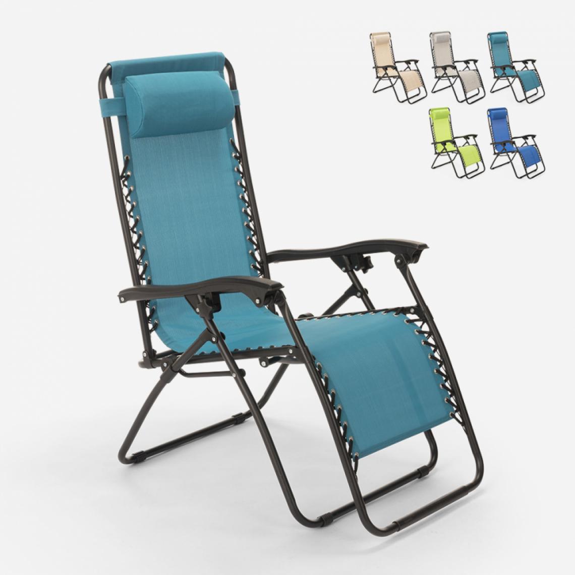 Beach And Garden Design - Chaise longue de plage et jardin pliante multi-positions Emily Zero Gravity, Couleur: Turquoise - Transats, chaises longues