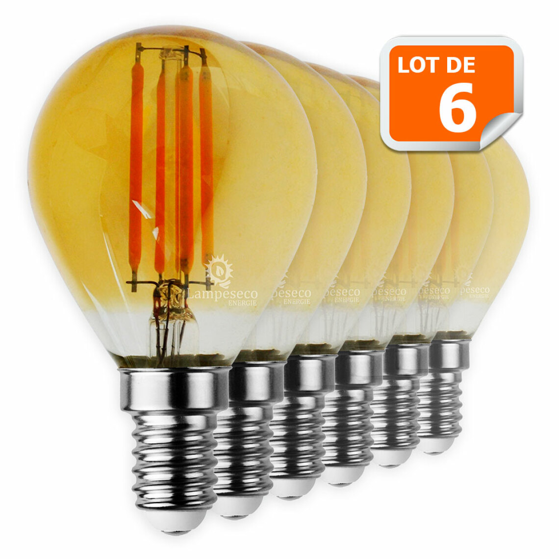 Lampesecoenergie - Lot de 6 Ampoules Led Filament forme G45 4 Watt (éq 42 watts) Culot E14 - Ampoules LED