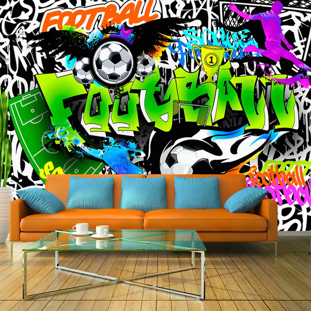 Pegane - Papier peint Football Graffiti - 100 x 70 cm -PEGANE- - Papier peint