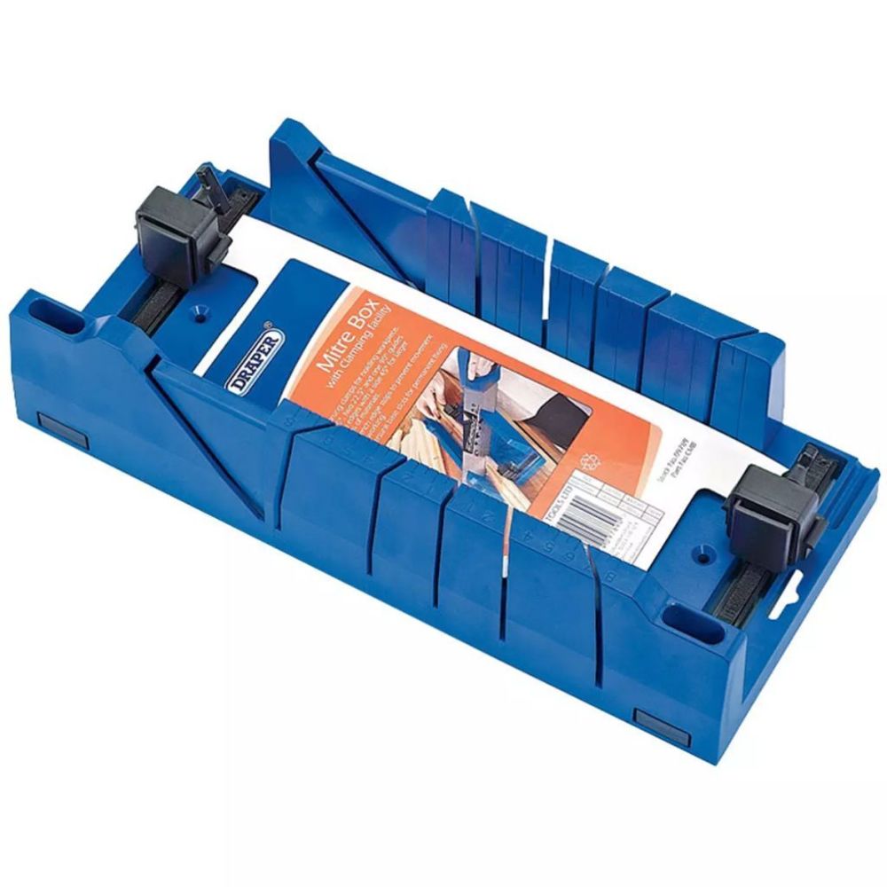Icaverne - Inedit Accessoires pour scies gamme Apia Draper Tools Boîte à onglets avec dispositif de serrage Bleu 09789 - Scies à onglets