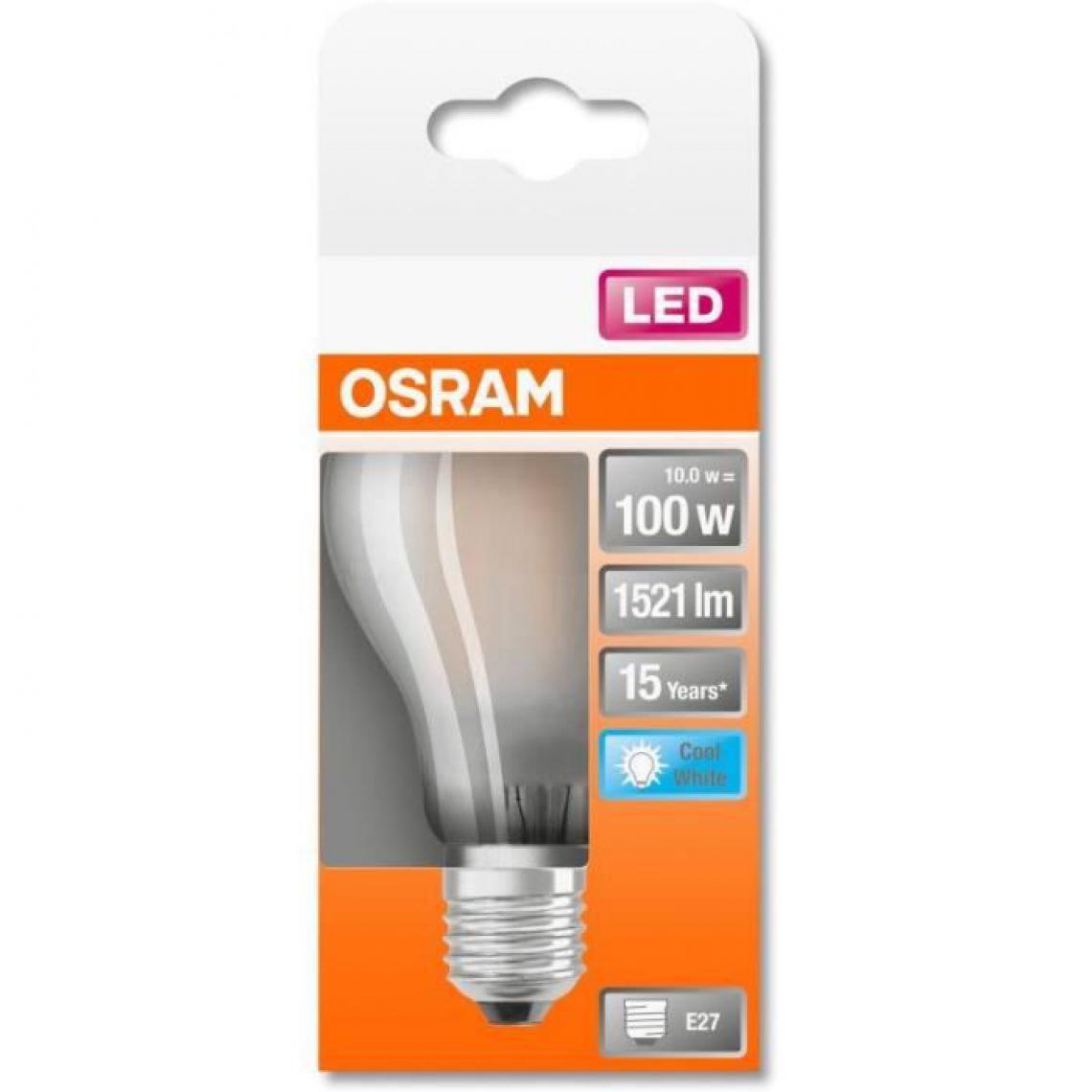 Osram - Ampoule LED Standard verre dépoli - 10W équivalent 100W E27 - Blanc froid - Ampoules LED