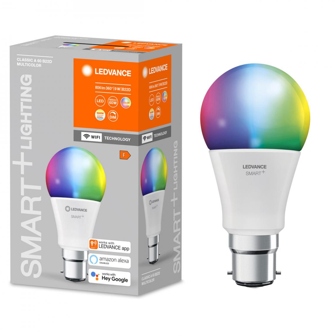Ledvance - Ampoule Smart+ WIFI Standard dépolie 60W B22 - Couleur changeante - Ampoules LED