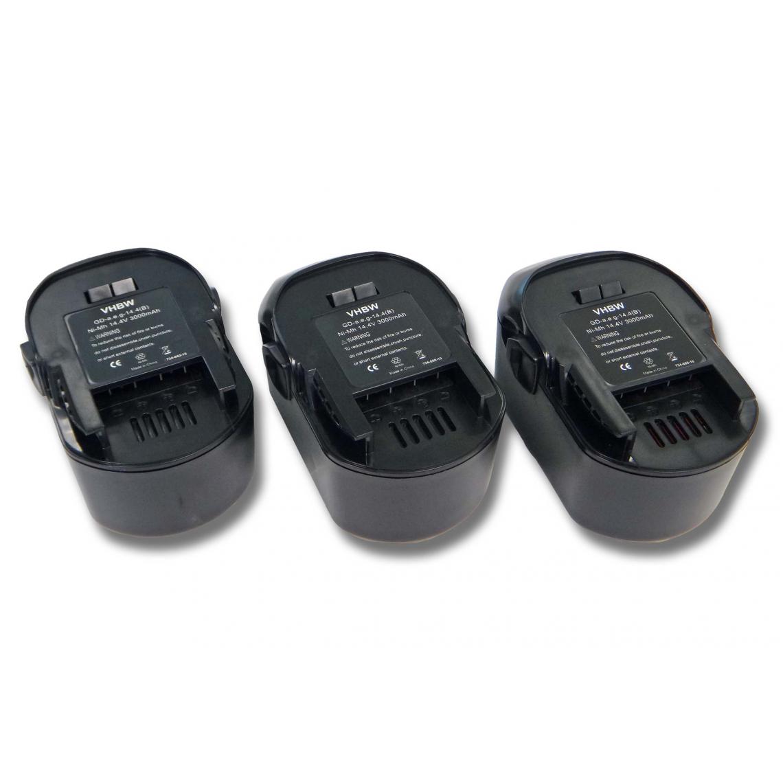 Vhbw - 3x Batterie Ni-MH 3000mAh (14.4V) vhbw pour outils Würth Master SD 14.4 comme AEG 4935413106, 4935416790, B1414G, B1415R. - Accessoires vissage, perçage