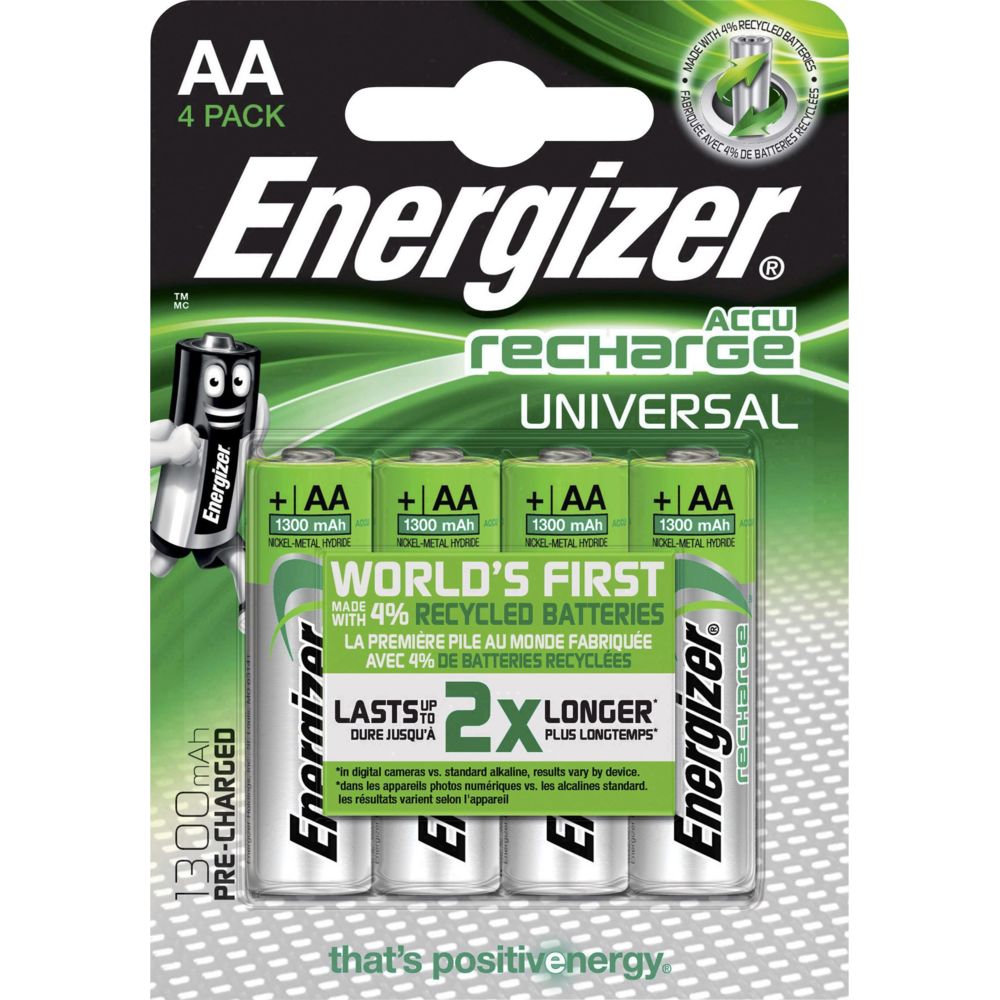 Energizer - Pile rechargeable AA HR6 1300 mAh 1.2 V - Piles rechargeables