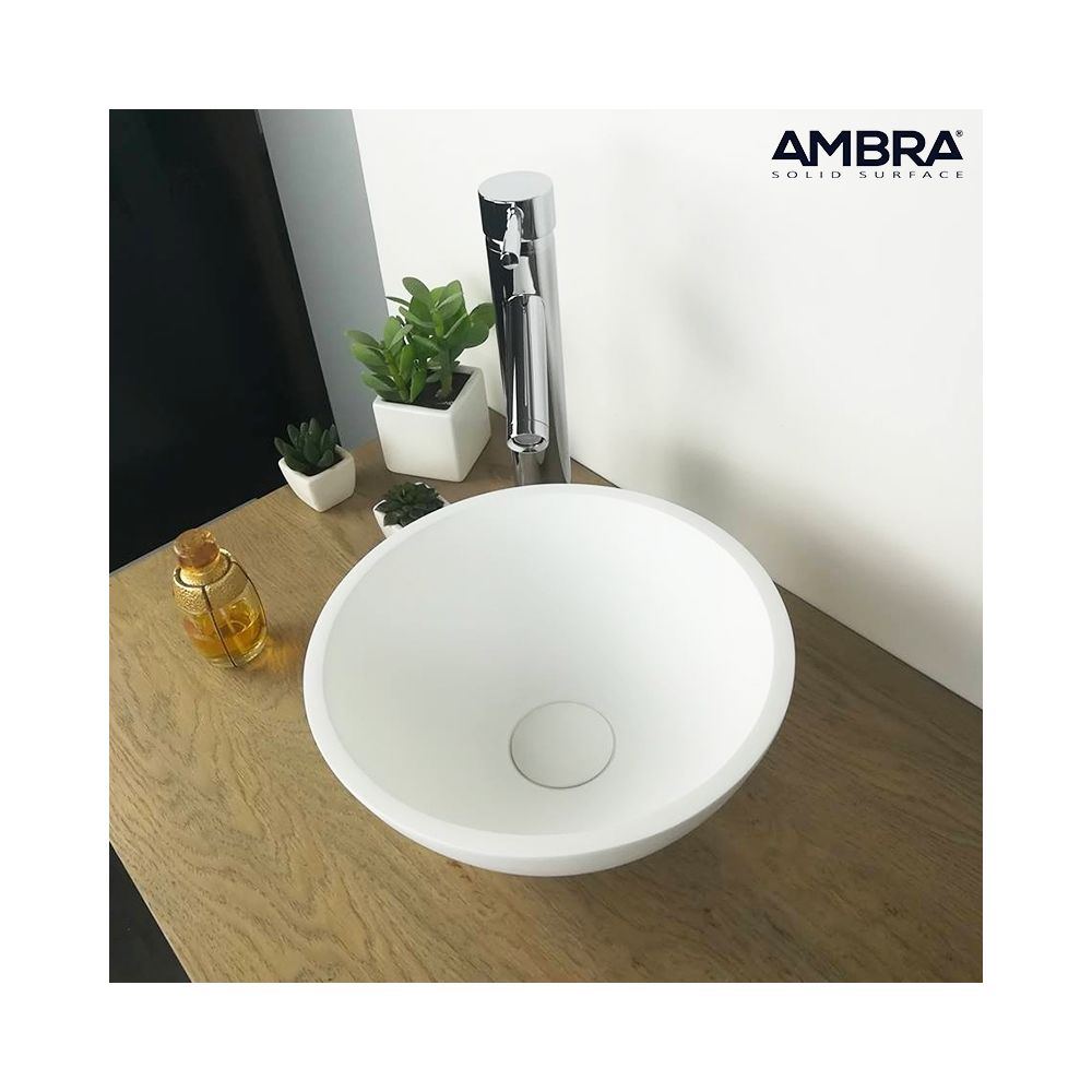 Ambra - Vasque à poser ronde 30 cm en Solid surface - Boléa - Vasque