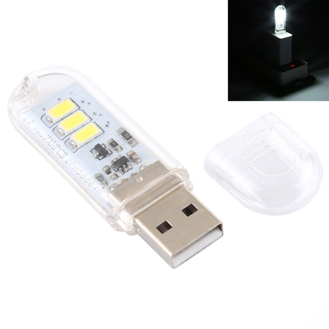 Wewoo - 3W 3LEDs 5V 80LM USB Lampe de livre Lumière de nuit portable blanche - Ampoules LED