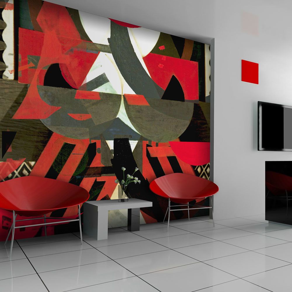 marque generique - 300x231 Papier peint Moderne Abstractions Superbe Composition artistique en rouge - Papier peint
