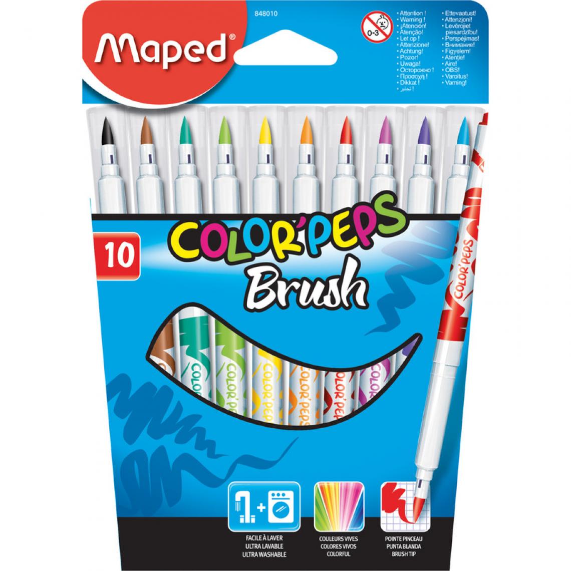 Maped - Maped Feutre COLOR'PEPS Brush, étui en carton de 10 () - Outils et accessoires du peintre