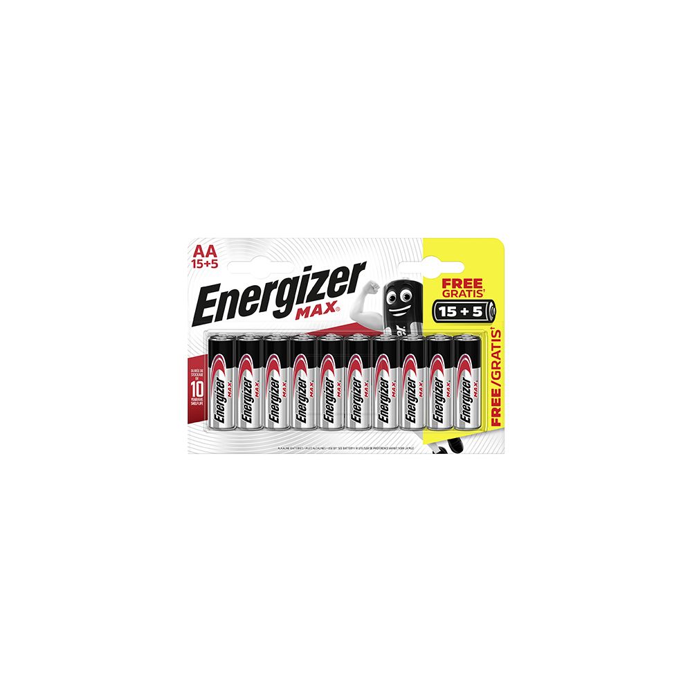 Energizer - Blister 15 + 5 piles LR06 offertes Energizer Max - Piles rechargeables