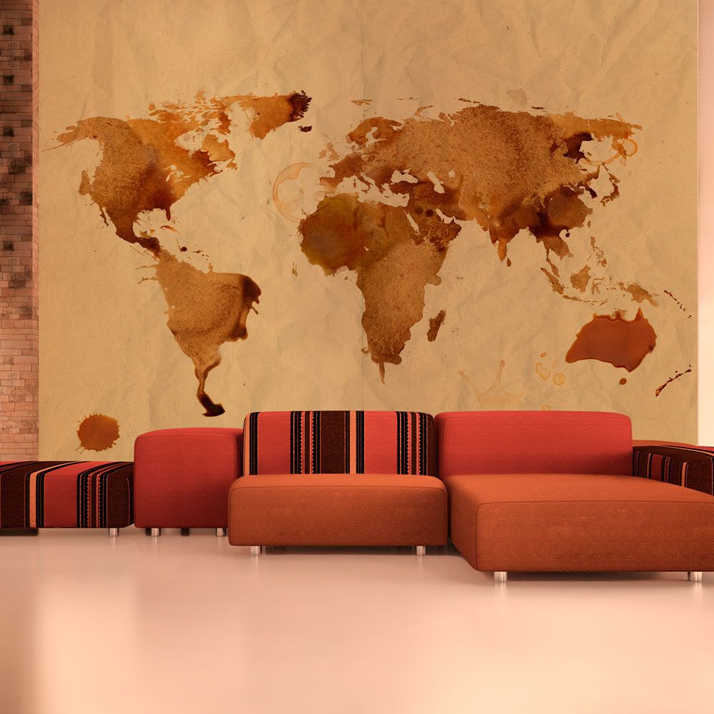 Bimago - Papier peint - Tea map of the World - Décoration, image, art | Carte du monde | - Papier peint